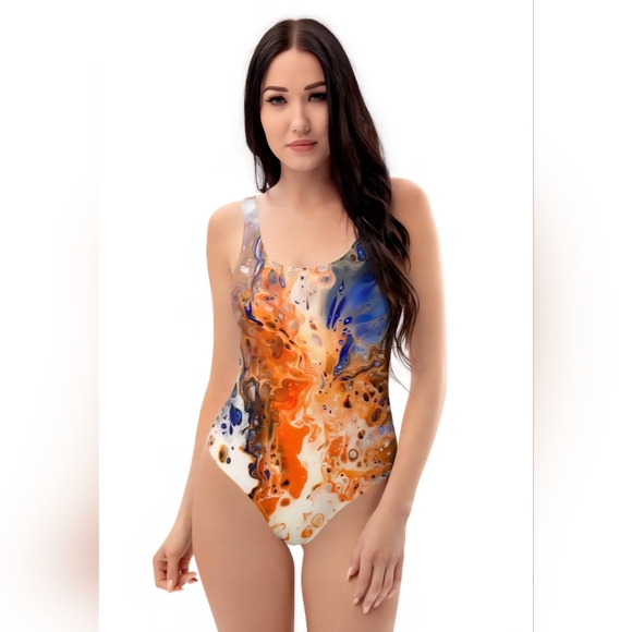 Winter Inferno One-Piece Swimsuit by Artinfinitum.art - Picture 2 of 8